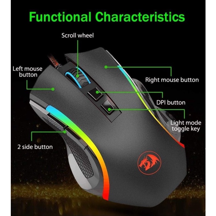 Mouse Gaming Redragon USB Wired RGB Macro M607