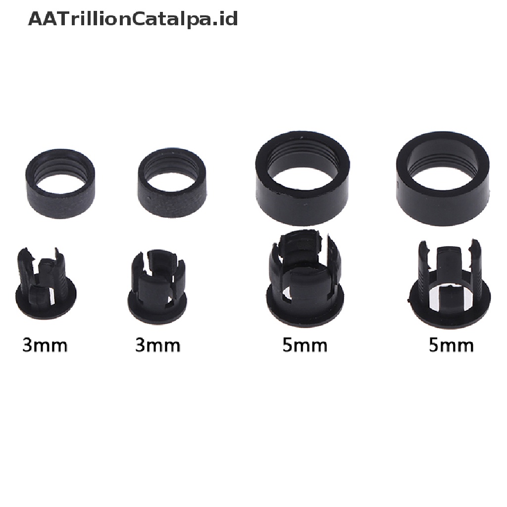 (AATrillionCatalpa) 20 Set Klip Holder Lampu LED Bahan Plastik Ukuran 3mm / 5mm Dengan ring Luar