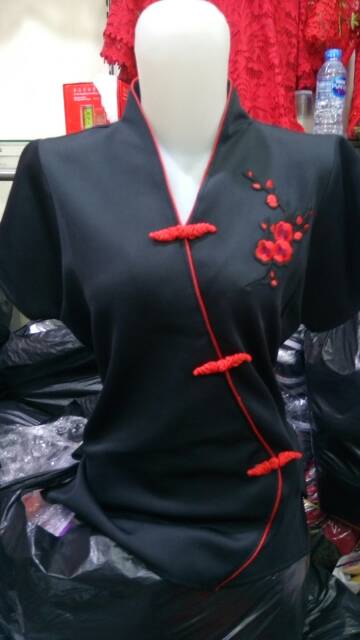 PROMO IMLEK Atasan Cheongsam Lokal Motif Bunga Sakura