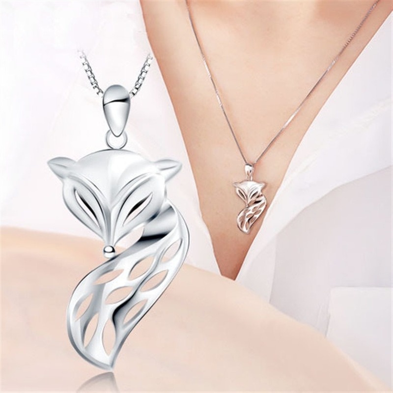 [Ready Stock]Fashion Fox Pendant Plated S925 Sterling Silver Necklace