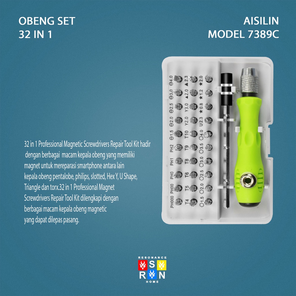 Obeng Set 32 in 1 Premium | Obeng Full set | Obeng Reparasi Lengkap