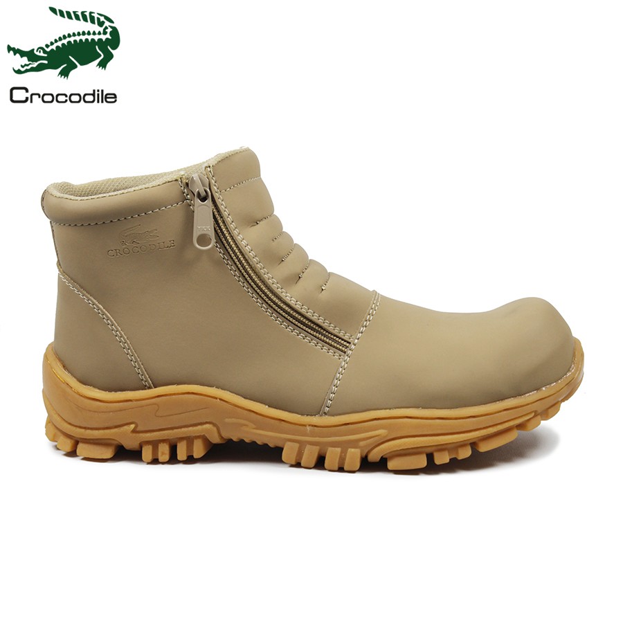 sepatu pria crocodile strut zipper krem safety boots tracking touring hiking bikers