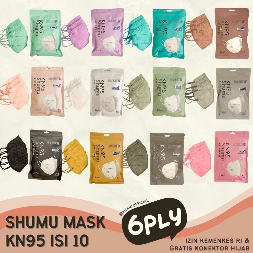 MASKER SHUMU KN95 6PLY LIMITED ISI 10 | MASKER 6 LAPIS DENGAN IZIN KEMENKES