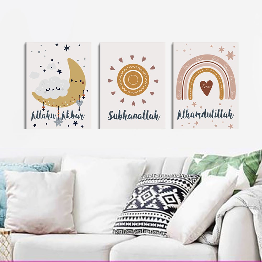 Hiasan dinding kamar anak Poster Pajangan dinding Rainbow Pelangi Walldecor Islami