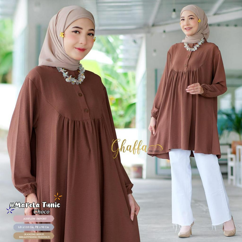 Marela Tunic Atasan Wanita Muslim Airflow Original Produk By Ghaffa