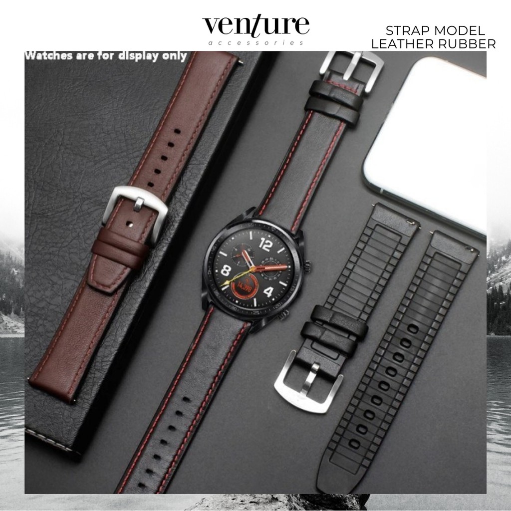 TALI JAM STRAP HUAWEI WATCH GT GT 2 46MM MODEL LEATHER RUBBER KULIT KARET