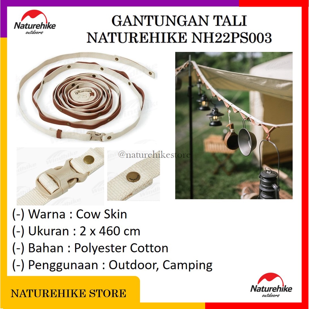Gantungan Tali Cantolan Hanger Alat Masak Lampu Naturehike NH22PS003 Camping Cowhide Hanging Rope Ou