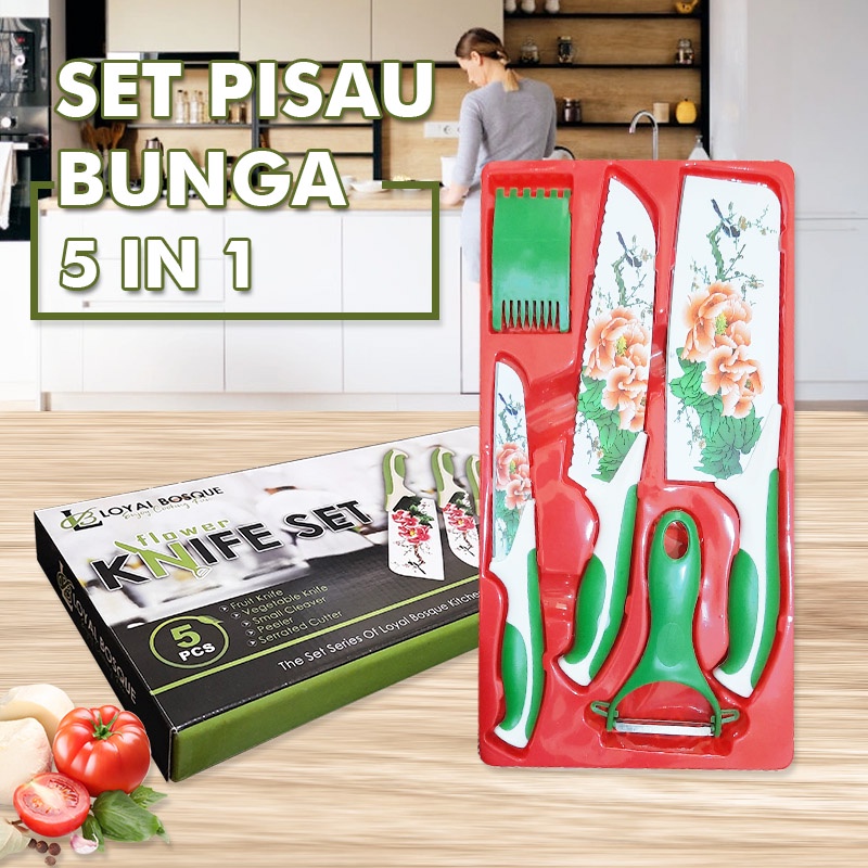 Jual Pisau Dapur Set In Motif Bunga Pisau Keramik Stainless Keramik Knife Tajam Cantik