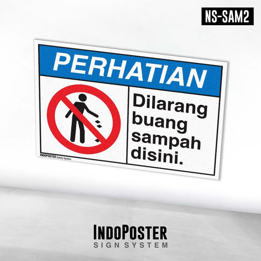 

Stiker Safety Sign Rambu K3 ANSI Dilarang Buang Sampah Disini