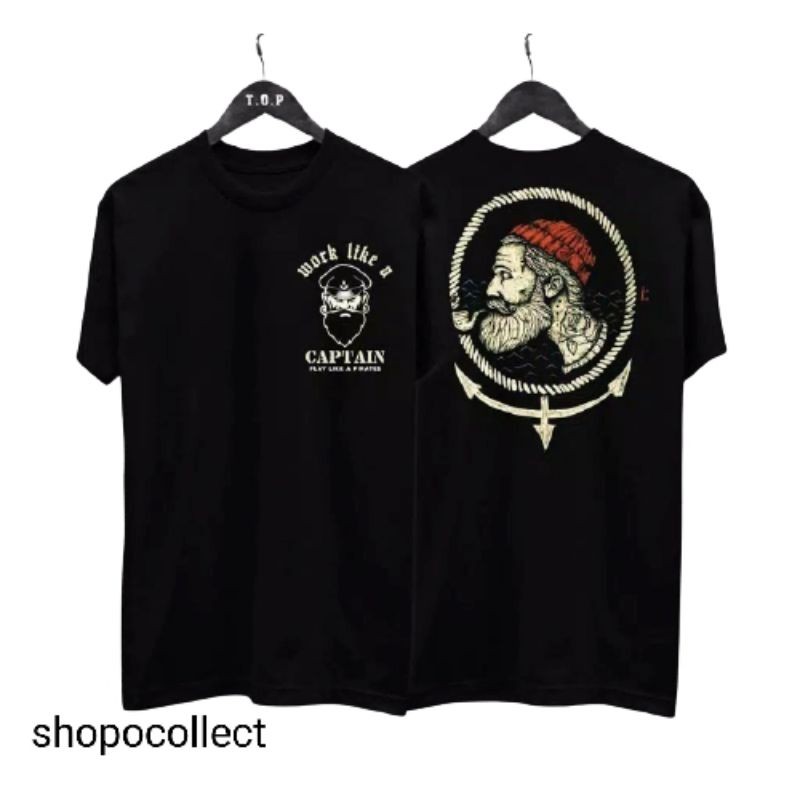 COD kaos terbaru BAJU KAOS DISTRO TERBARU CAPTAIN KAOS POLOS PRIA HITAM  BAJU KAOS PRIA TERBARU/ATASAN PRIA/BAJU DISTRO/BAJU COWOK jb