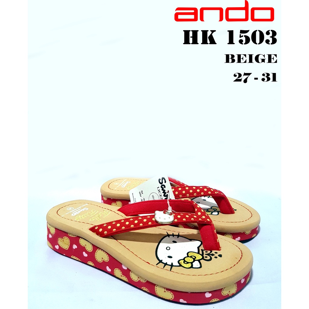 Sandal Anak Ando - HK 1503 Kid (NO BOX) - size 27-31 - sandal anak perempuan - sandal japit wedges -