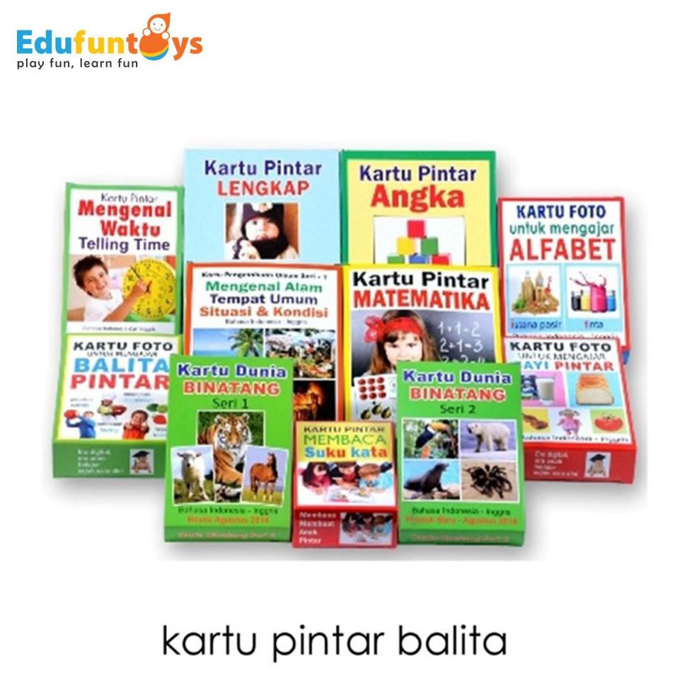 (TERBARU) Edufuntoys - KARTU BALITA PINTAR/ flashcard anak/ flashcard balita/ Hewan Buah Alfabet Bal