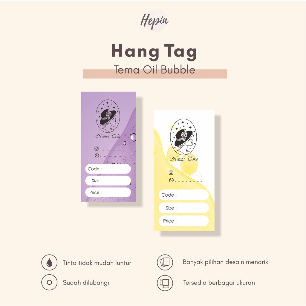 

murah/hang tag murah tema OIL BUBBLE/bisa custom