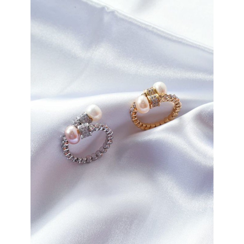 Cincin mutiara air tawar lombok asli rangka silver