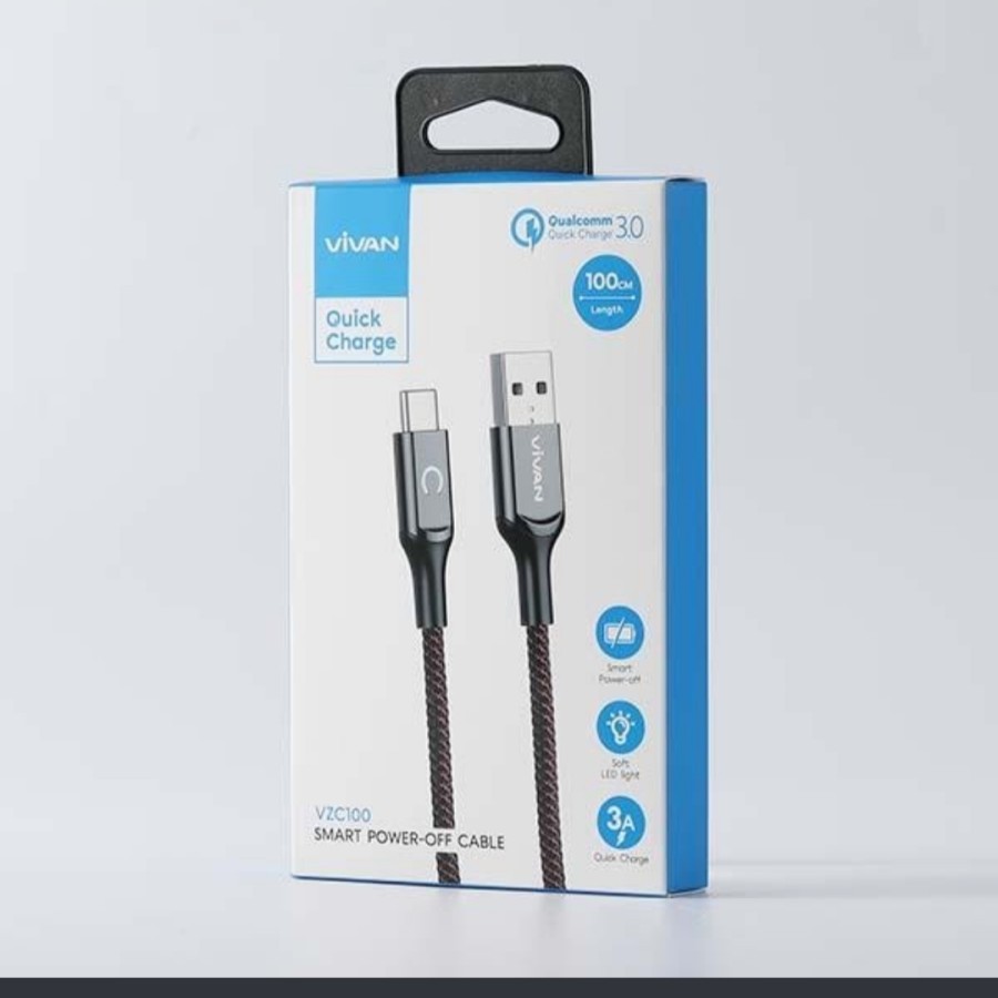 Kabel Type C Auto Smart Power Off Fast Charging QC3.0 VIVAN VZC100