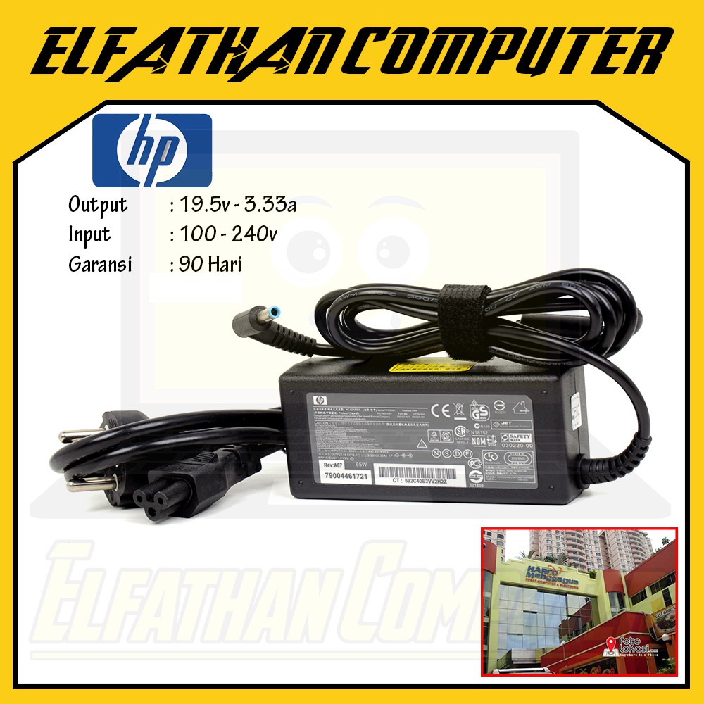 Jual Charger Casan Adaptor Laptop Hp 195v 333a 14 Ac 14 Af Hp 14 Envy Envy Sleek Shopee 9908