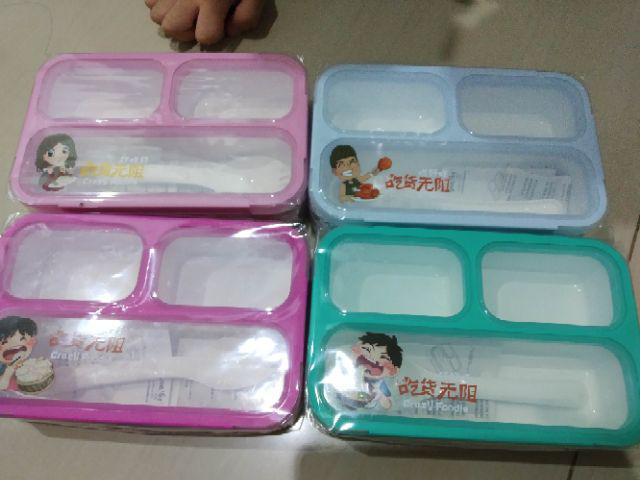 Yooyee Mini Kotak Makan Lunch Box Yooyee Mini Sekat 3 Mini Yooyee 606 F1