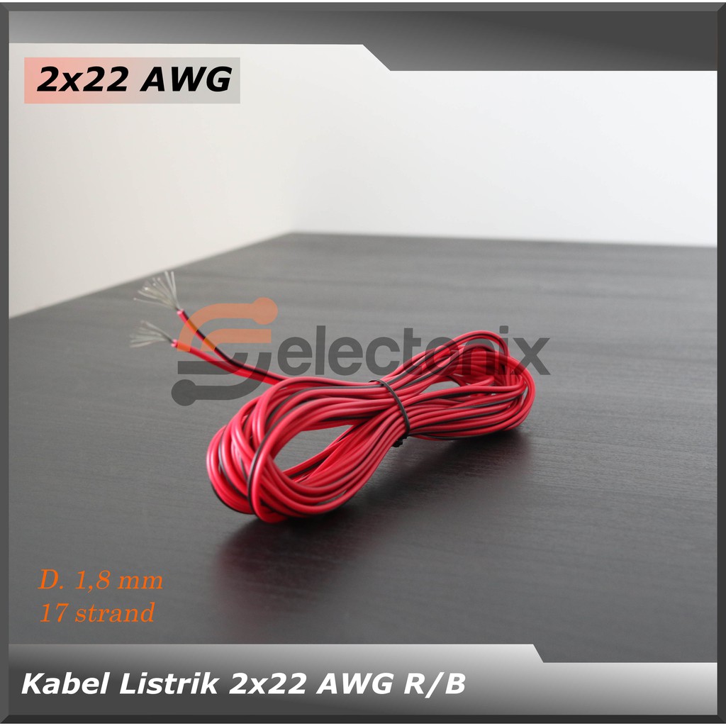 Kabel Listrik 2 x 22 AWG | Merah/Hitam [100m]