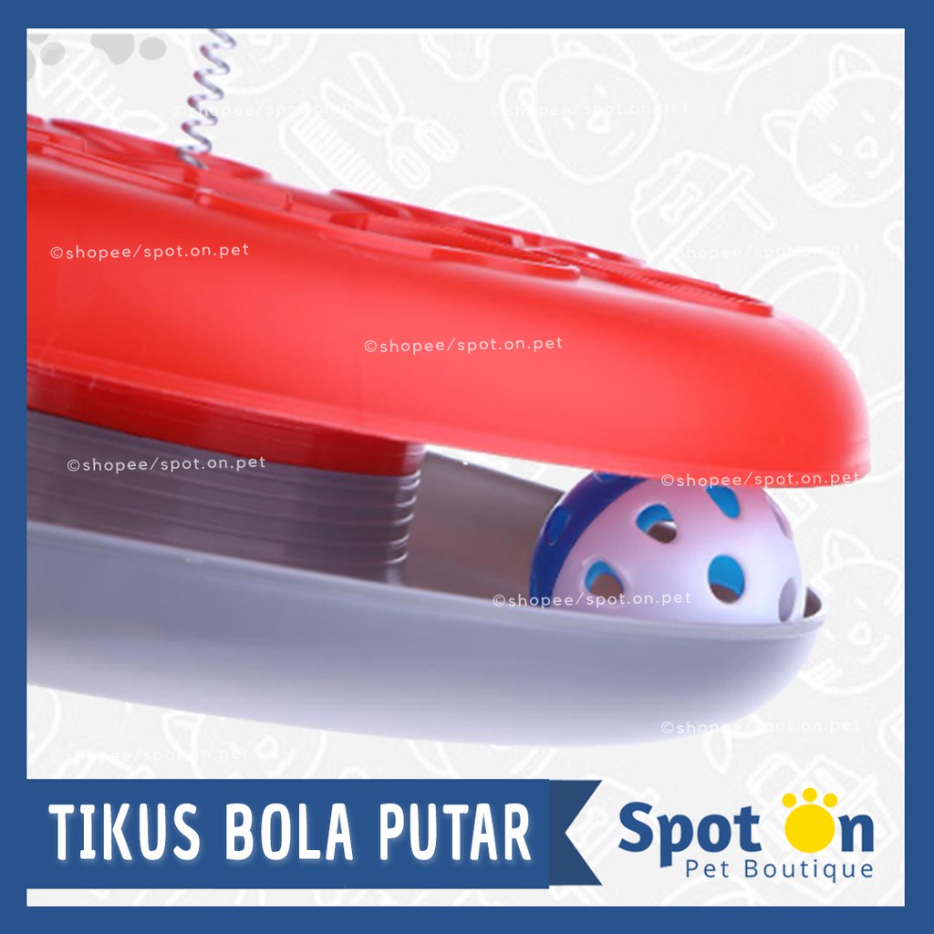 Mainan Interaktif Kucing - Bola Tangkap Putar Dengan Tikus Bunyi | Mainan Kucing Seru dan Interaktif