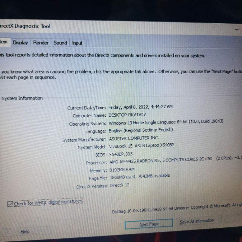 Laptop Asus Vivobook X540B Amd A9-9425 Ram 4GB/1TB HDD vga Amd Radeon R5 graphic-5