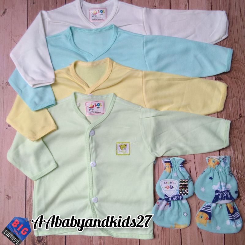 IOL 3PC Baju Bayi Lengan Panjang Lembut dan SNI FREE Sarung Tangan Dan Kaki Libby/Velvet