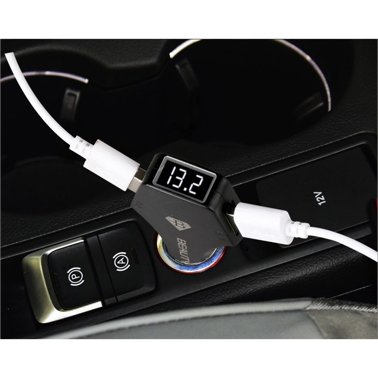 2 in 1 Car Charger Digital Voltmeter LED Display Dual USB 4.2A Cek Aki