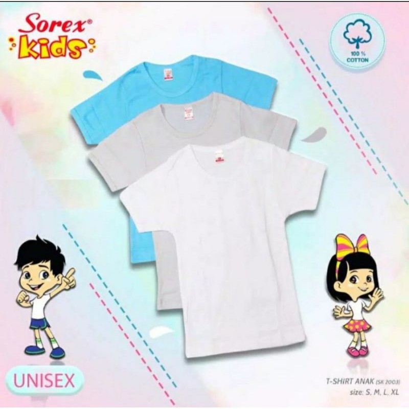 Sorex Kids Kaos oblong singlet anak laki/perempuan SK 2003 Sisa ukuran ,M,L