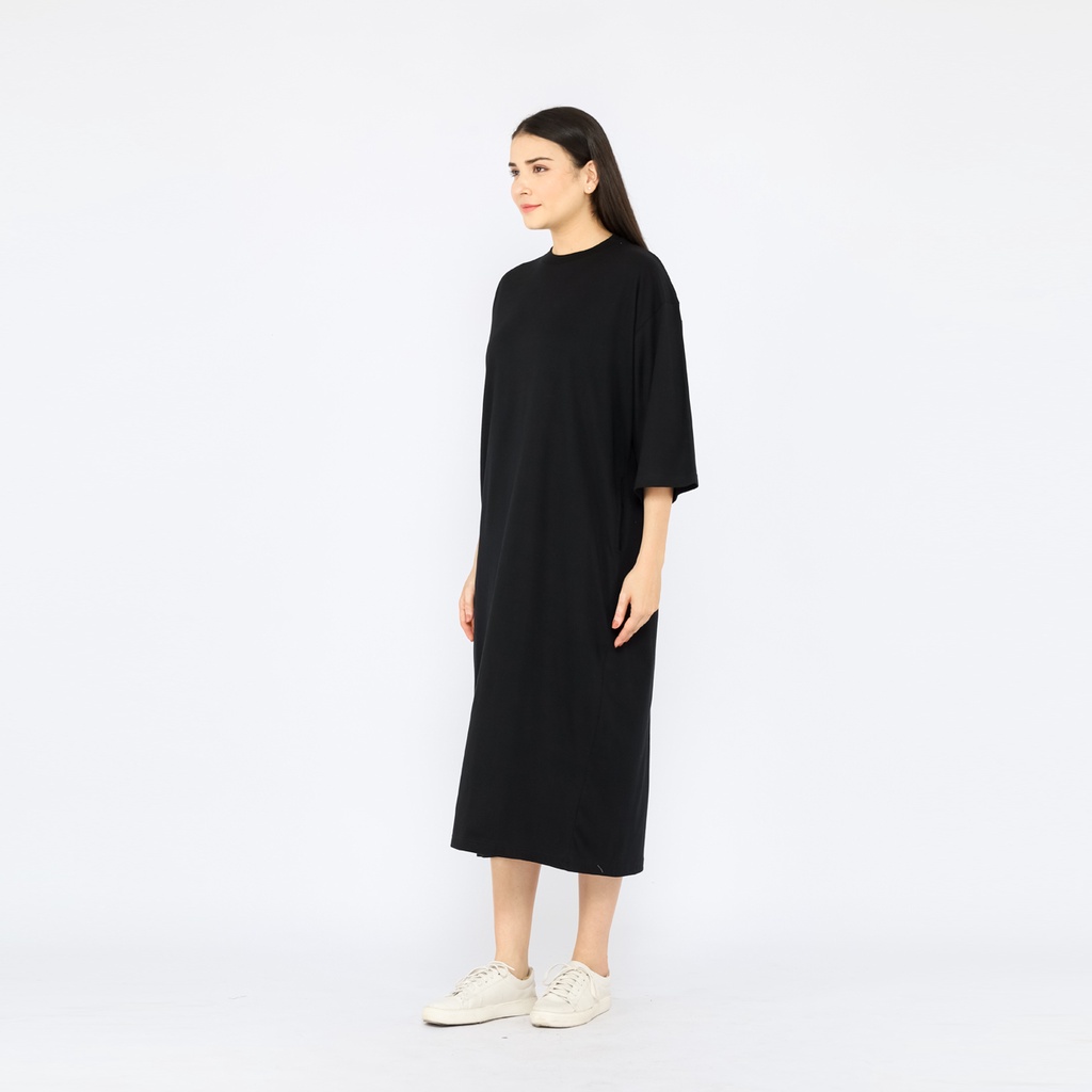 Atasan Dress Oversize Wanita Muslim 7/8 LD130 super comfy Hitam