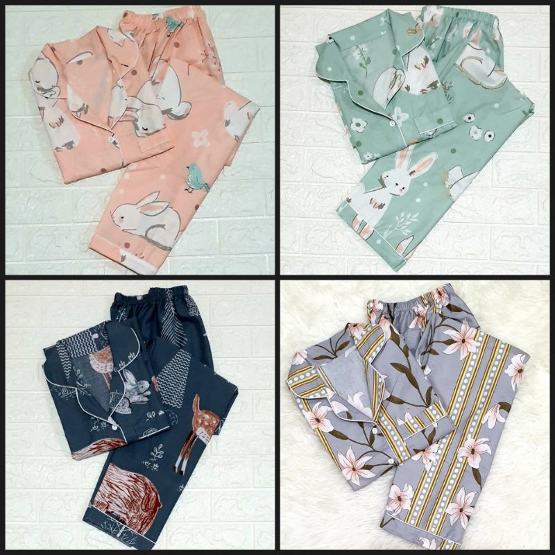 Baju tidur wanita piyama CP bahan soft katun premium adem lembut all size-4