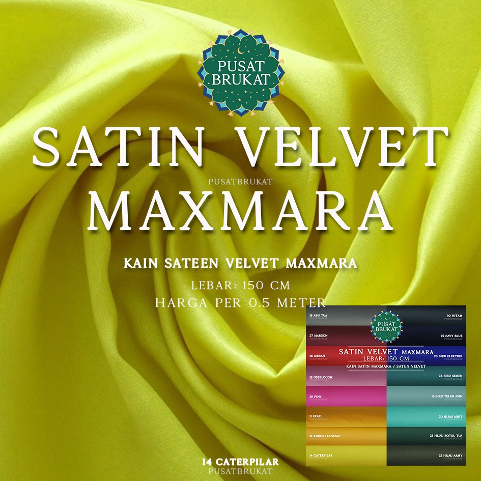 KAIN SATIN VELVET MAXMARA / SATEN PREMIUM - WARNA SOFT PASTEL , LEBAR 150CM [harga per 0.5m]