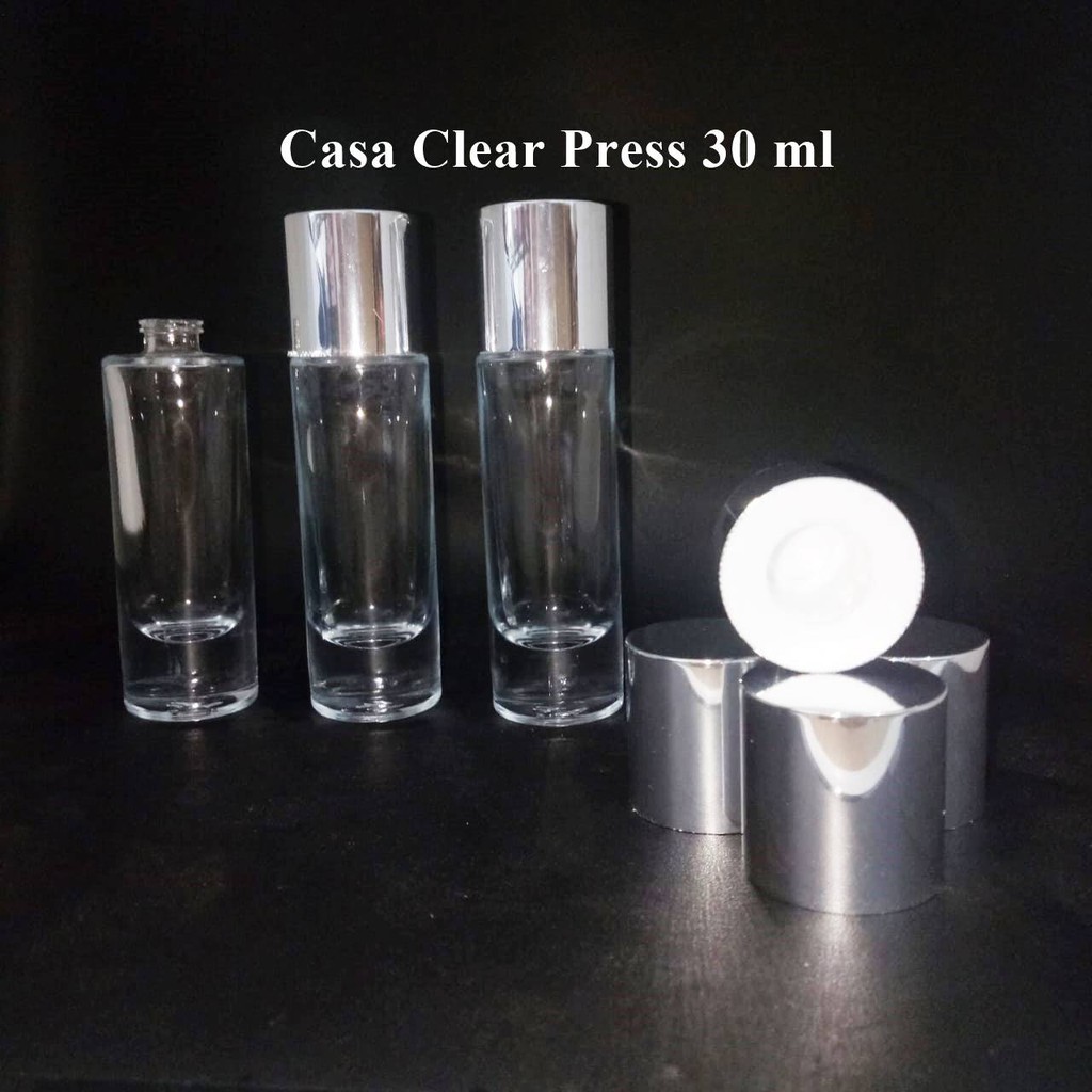 Botol Parfum kosong casa press 30 ml pump silver tutup alu besar