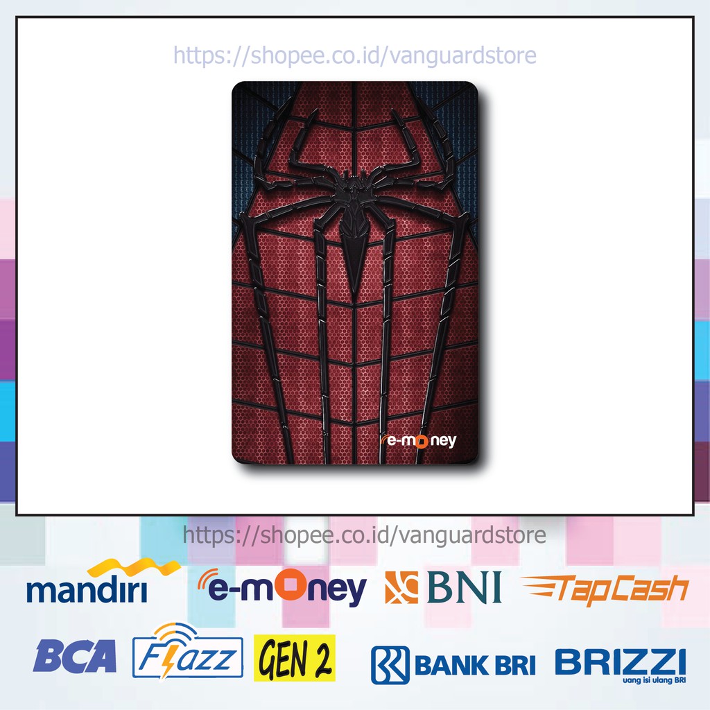 KARTU E MONEY E TOLL SUPERHERO SPIDERMAN ANIME 37 EMONEY MANDIRI FLAZZ BCA BNI TAPCASH BRIZZI