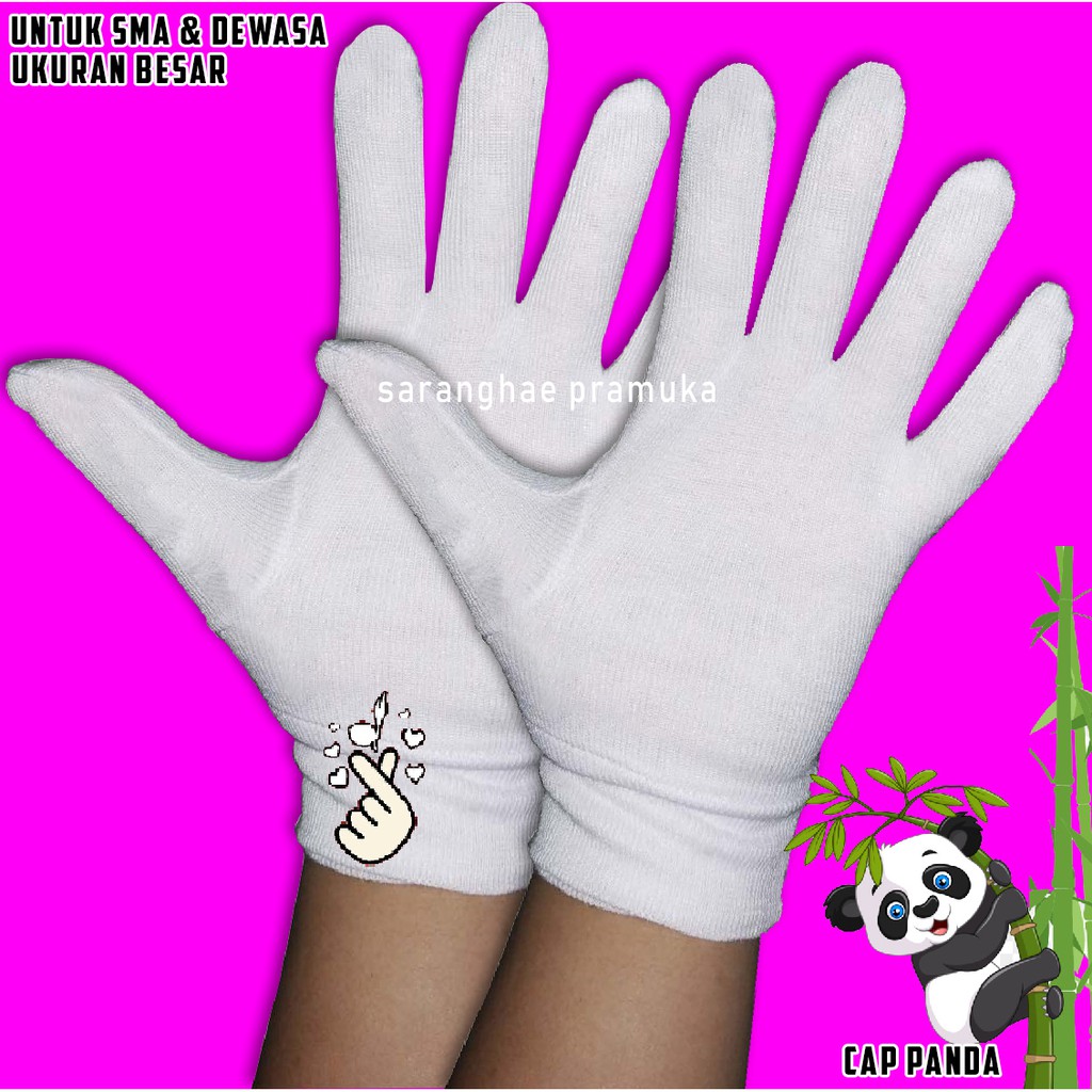 Sarung Kaos Tangan Paskibra Wedding Putih Hitam Kecil Tanggung Besar