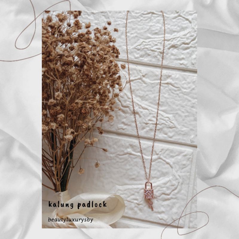 [TITANIUM] KALUNG WANITA PADLOCK ROSE GOLD