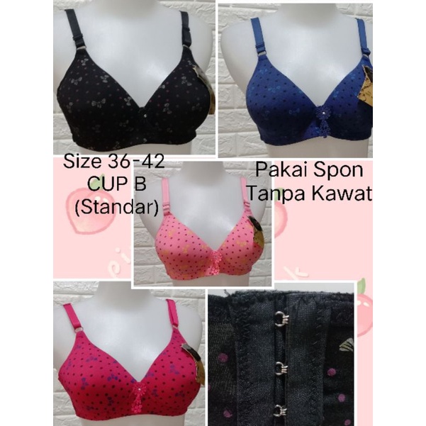 BH hak 3 (366/803) CUP B(sedang/Standar) SiZE 36-42 BRA Wanita Remaja Dewasa pakai Spon Tanpa Kawat