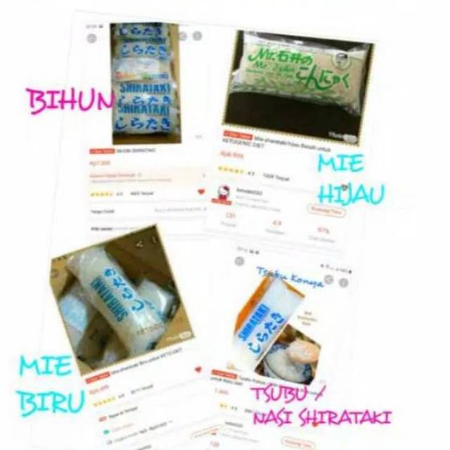 KHUSUS GOJEKK /GRAB Shirataki Basah Mie Biru / Hijau / Bihun  / Nasi shirataki / Tsubu   isi 25