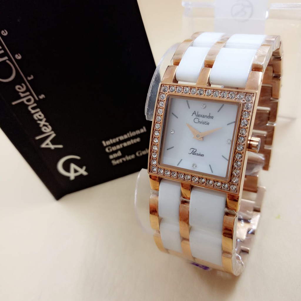 JAM TANGAN ALEXANDRE CHRISTIE 2314 ROSE GOLD KERAMIK WANITA / CEWEK ORIGINAL GARANSI RESMI