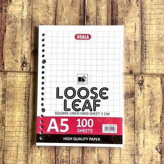 Kertas Loose Leaf Square Lined Grid A5 Isi 100 lembar - Isi Map Binder A5 Kotak Besar 1 cm - Loose Leaf Kotak Besar
