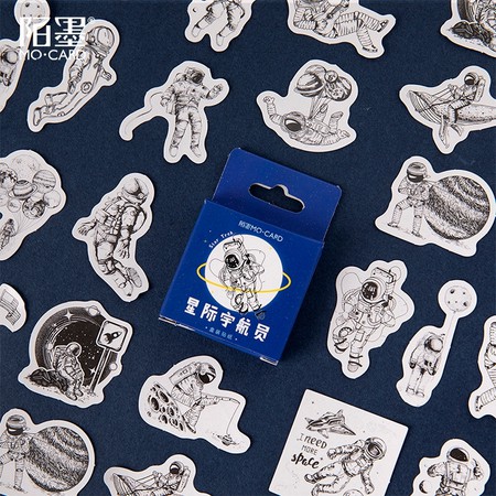 HI101 Stiker 45pcs Astronot Luar Angkasa untuk Scrapbook Jurnal