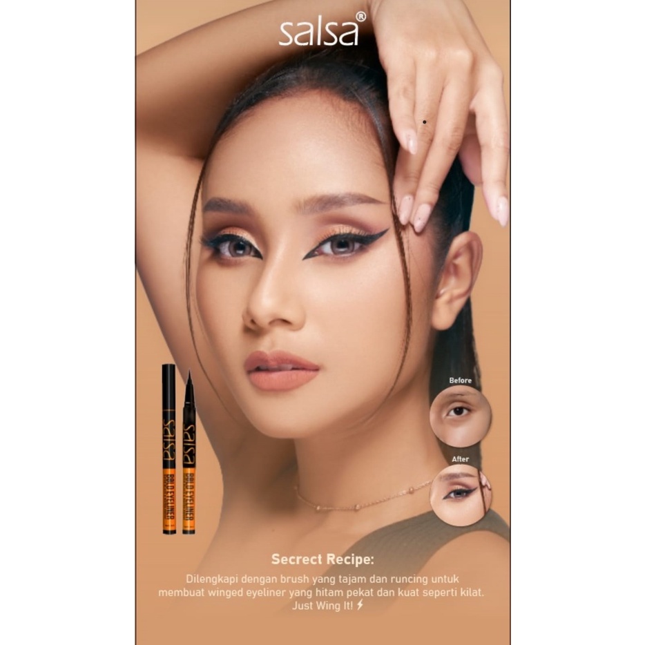 ^ KYRA ^ Salsa Master Dan Bold Eyeliner Pen Salsa Eyeliner Cair Hitam - Waterproof