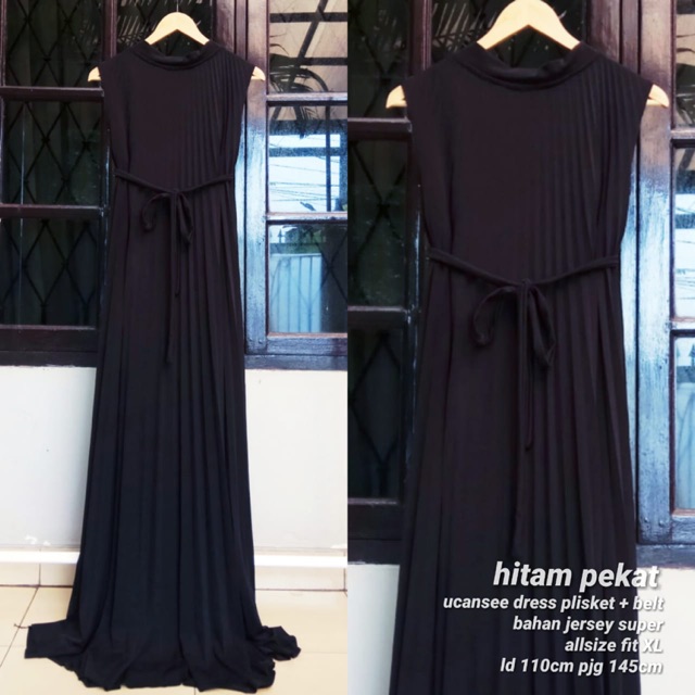 Gaun Dress panjang Plisket