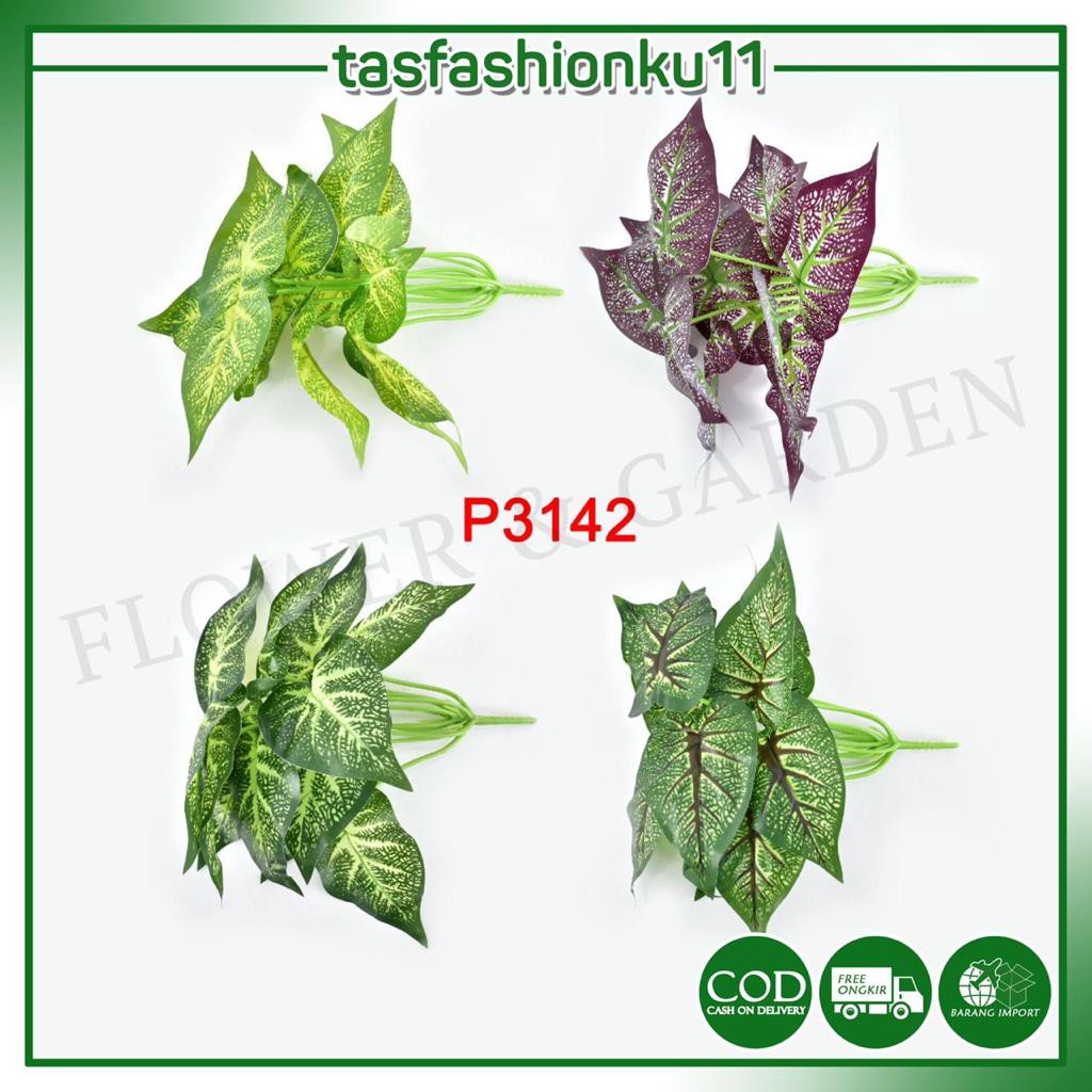 COD/TF11 DAUN KELADI BUNGA TANGKAI PLASTIK BUNGA ARTIFISIAL BUNGA TANGKAI BUNGA HIASAN P3142