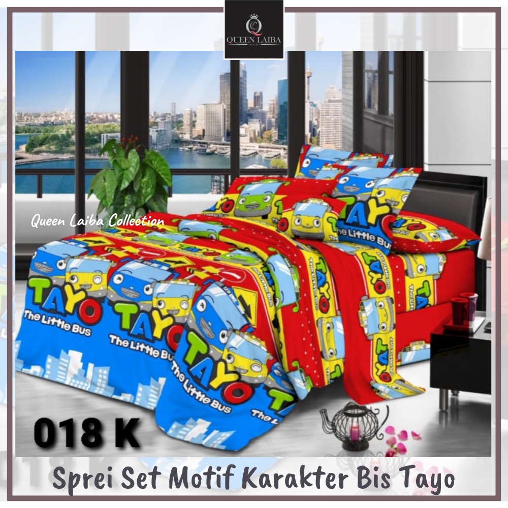 Sprei Set Homemade Motif Karakter Bis Tayo 120x200x20 / 160x200x20 / 180x200x20