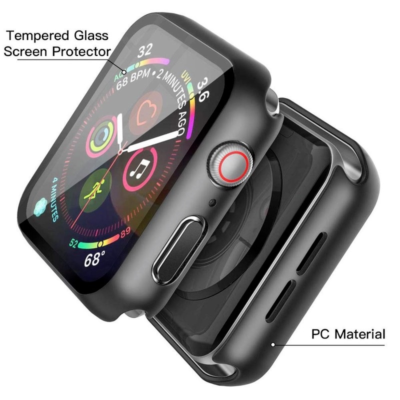 360full Pelindung Layar Bumper matte hard Case Watch6 SE 5 4 Cover Tempered glass film iwatch 40MM 44MM Sarung