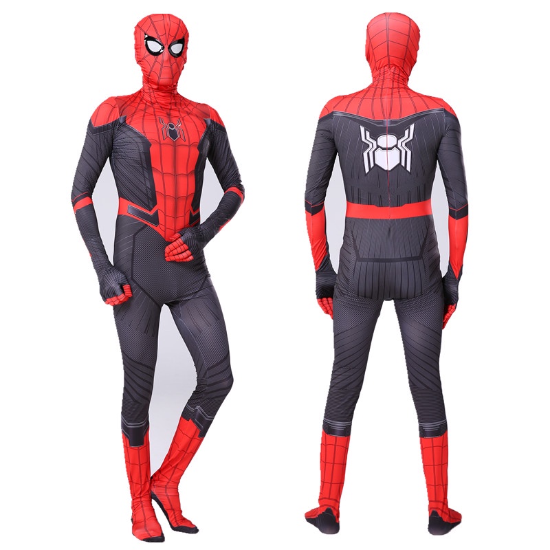 Kostum Spiderman Merah Hitam Baju Cosplay Superhero Anak Dan Dewasa + Topeng