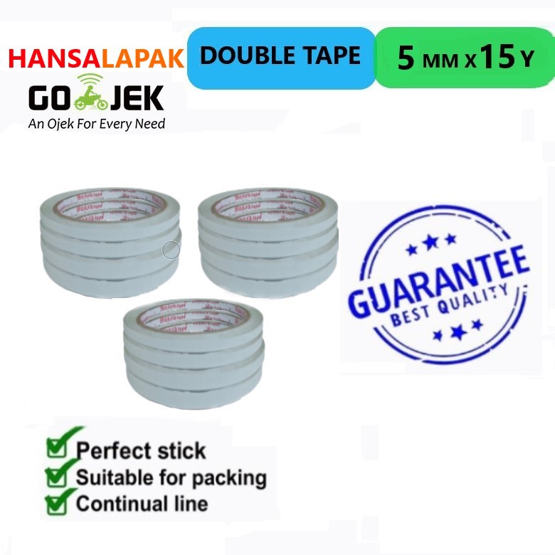 

Double Side Hansa Tape Rubber Base Adhesive 5 mm x 15 Yard (1 roll)