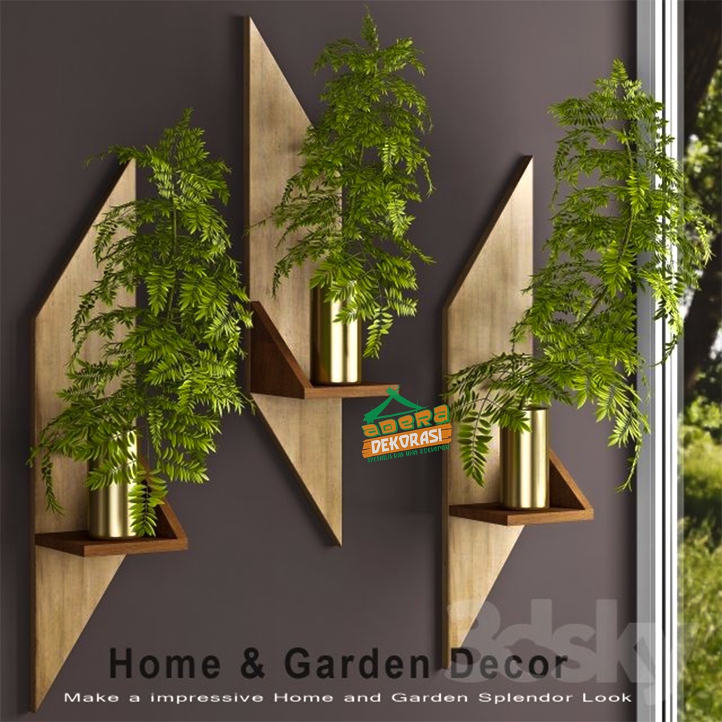 Rak Dinding Minimalis - Rak dinding Modern - Rak Dinding Trapesium - Rak Bunga Serba Guna - Rak Bung