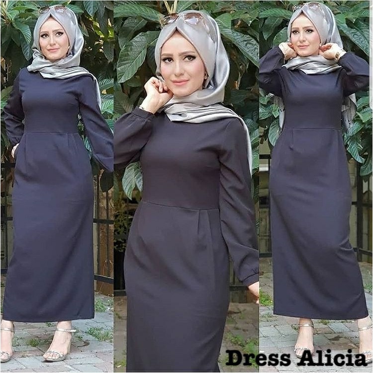 Modis | Long Dress Icia | Maxi Dress Polos | Kasual Dress Lengan Panjang | Baju Terusan Wanita