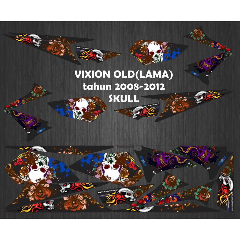 STIKER STRIPING DECAL VARIASI VIXION OLD 2008-2012 TENGKORAK