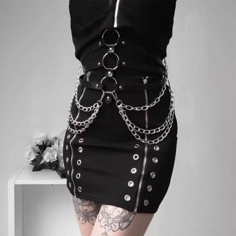 [HF015] Body Belt Harness Fashion PunkTriple Layer